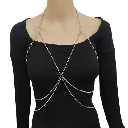Crystal Rhinestone Multi Layer Neck Body Bikini Lingerie Chain