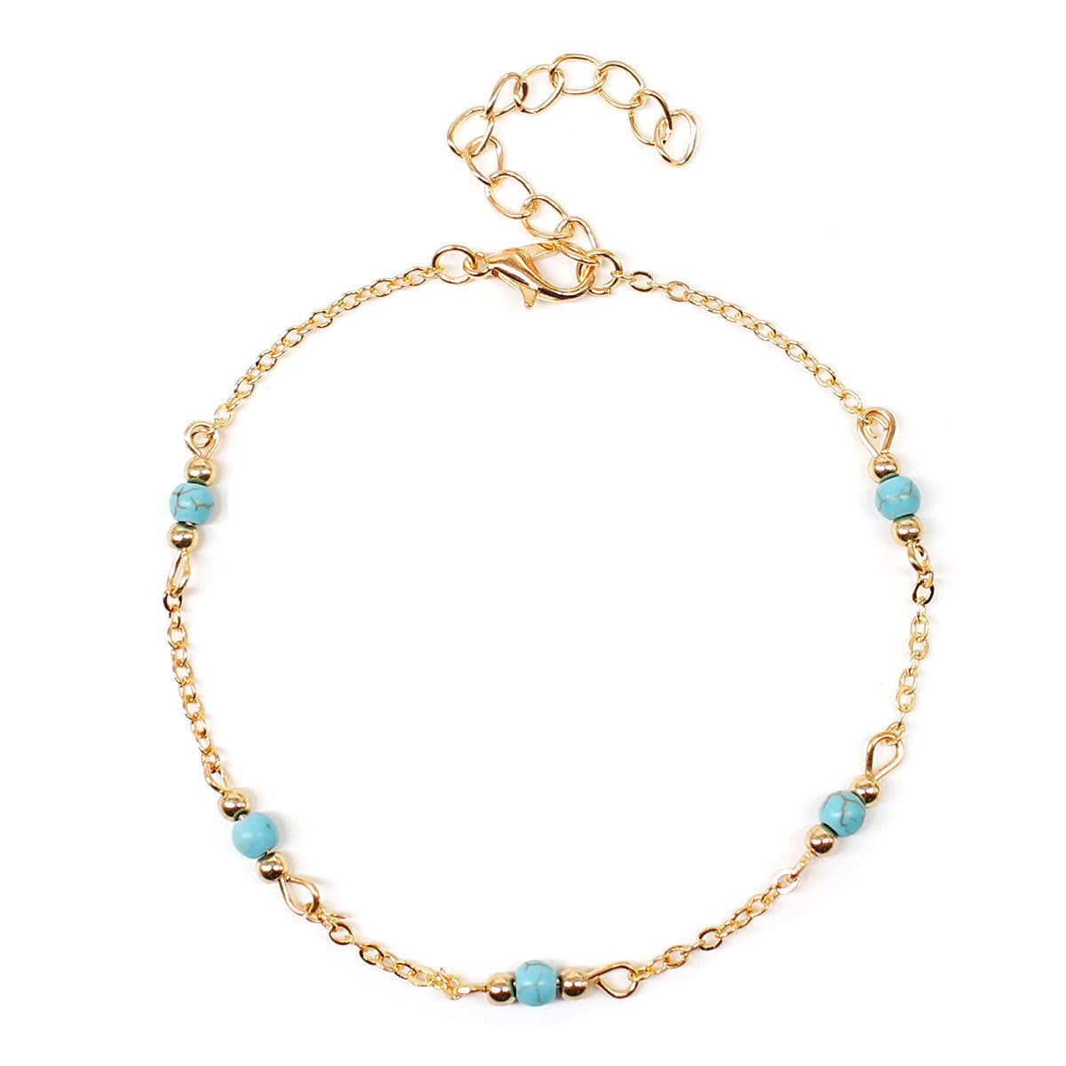 Turquoise Bead Chain Anklet Jewelry