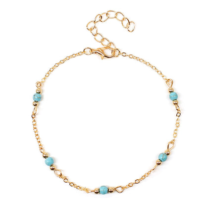 Turquoise Bead Chain Anklet Jewelry