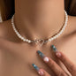 Trendy Love Heart Pearl Necklace Female