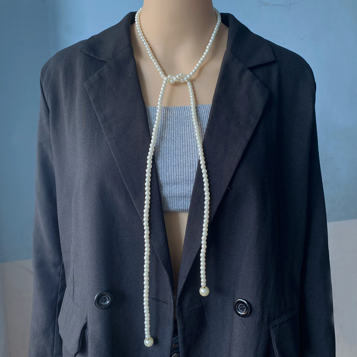 Long Multi-layer Pearl Sweater Chain Necklace
