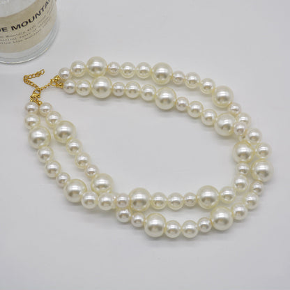 Boho Exaggerate Imitation Pearl Beaded Necklace Choker Women