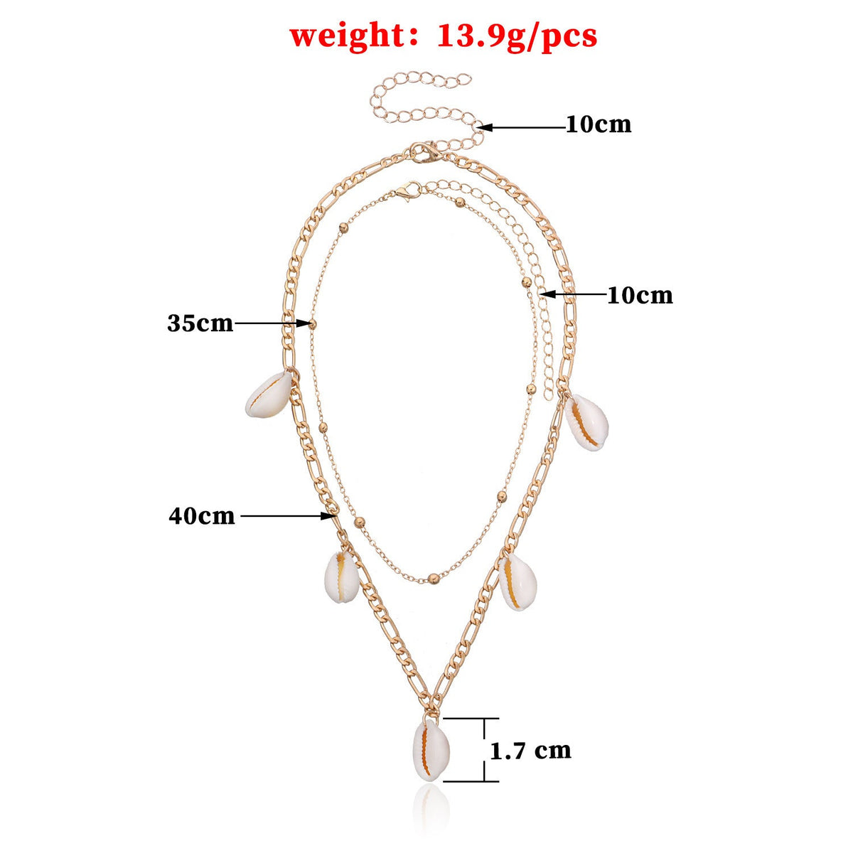 Sea Shell Pendant Bead Chain Choker Necklace