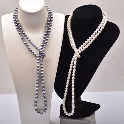 Vintage Long Imitation Pearl Beads Necklace for Women