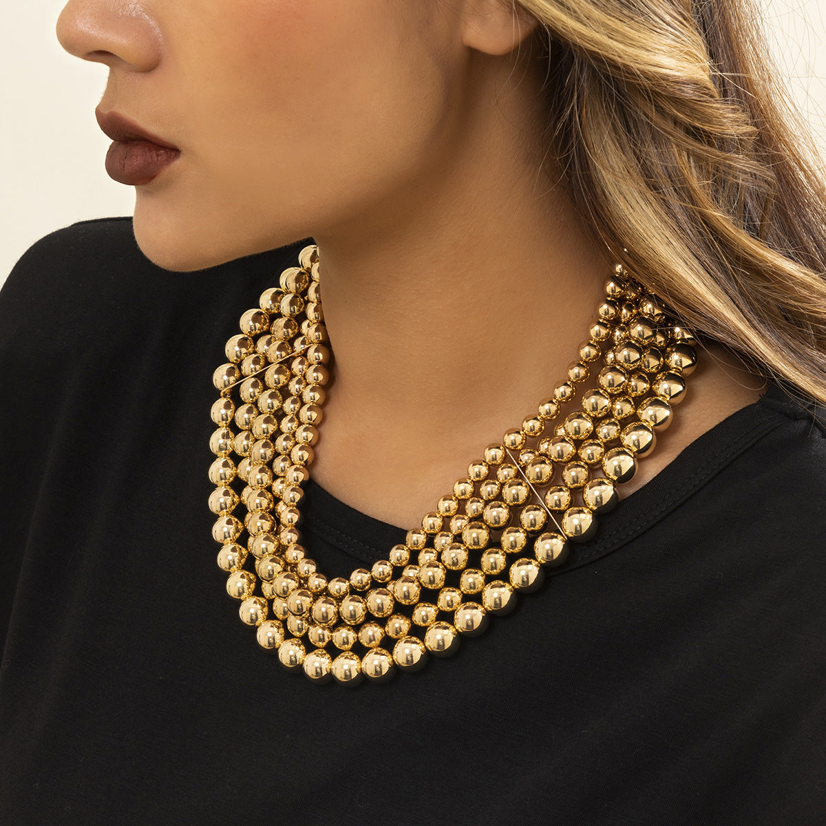 Women's Ornament Exaggerated Beaded Twin Punk Minority Simple Necklaces