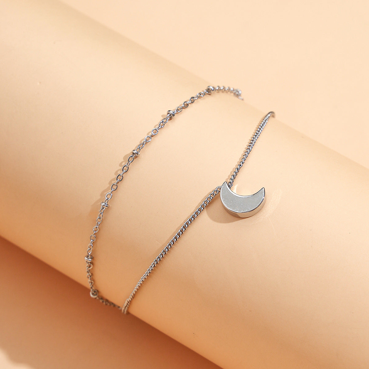 Double Layer moon Charm Chain Ankle Bracelet
