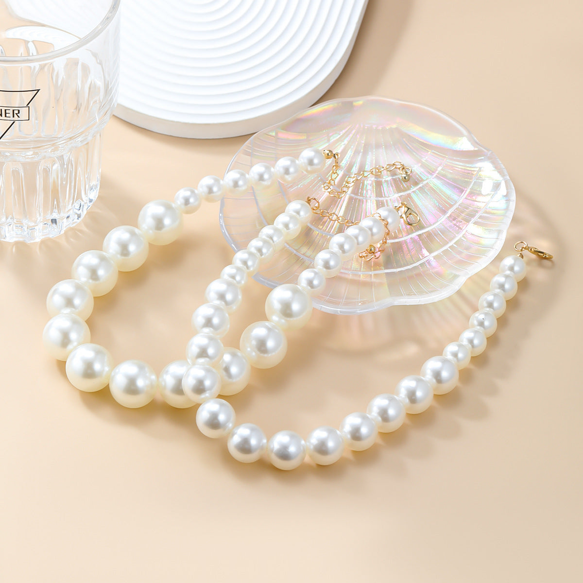 Women Elegant Double Layered Baroque Pearl Choker Necklace