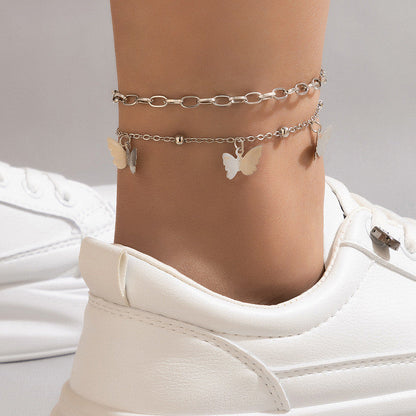 Double-layer Butterfly Pendant Anklet Jewelry