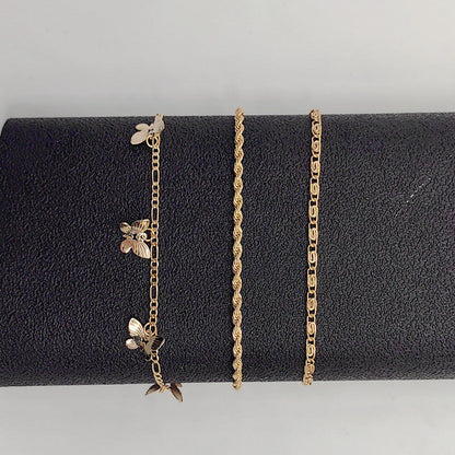 Layered Butterfly Twists Chain Anklet Jewelry