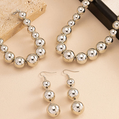 Metallic Beaded necklace Earring Jewelry Set