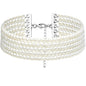 Bridal White Glass Pearl Multi-Strand Choker Necklace