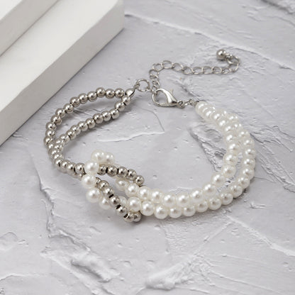 Twisted Pearls Double Stranded Beaded Bracelet