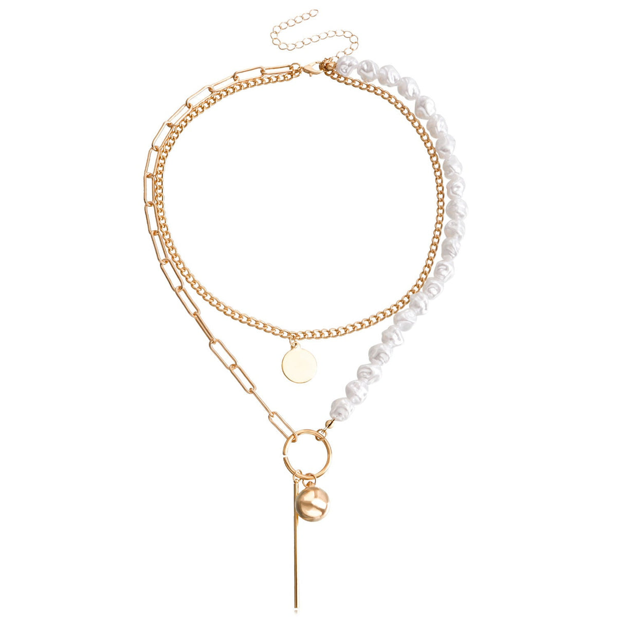 Vintage Baroque layer Chain Pearl Necklace