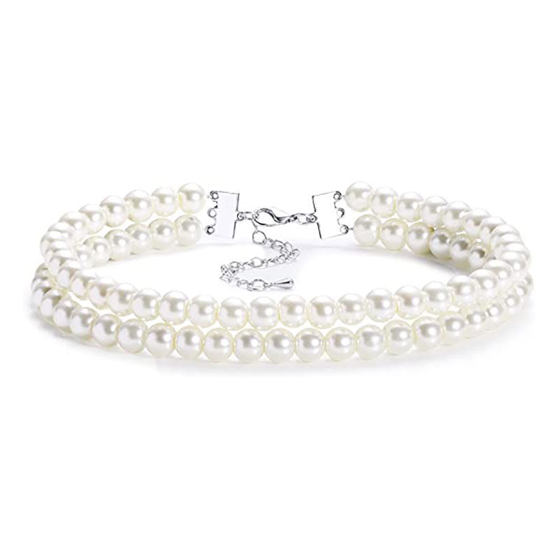 Multi Layered Pearl Neck Chain Necklace Sweater Chain Pearl Necklaces