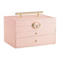 Portable large capacity jewelry box with large mirror