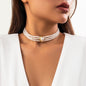 Retro Geometric Beaded Necklace Simple Turquoise Multi-layer