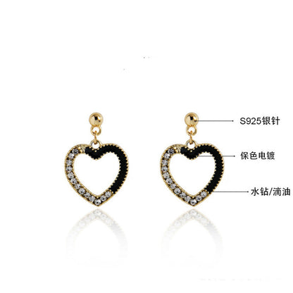 Shiny Rhinestone Heart Earrings