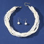 Multi Layered Pearl Crystal Beads Choker Collar Necklace