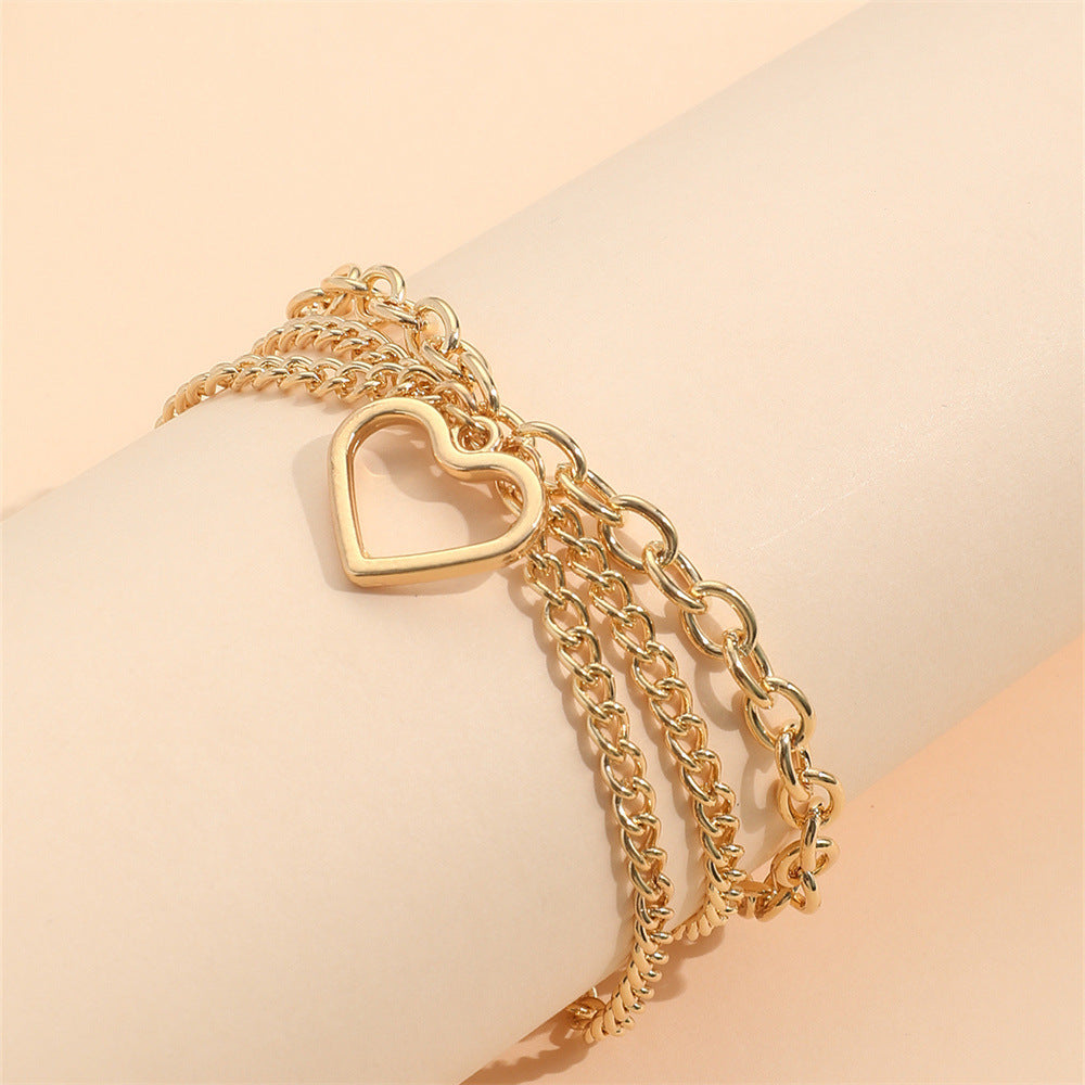 Feet Tassel Snake Pendant Triple Three Layers Chain Anklet Jewelry