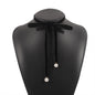 Women Velvet Pearl Bow Choker Simple Long Lace up Necklace