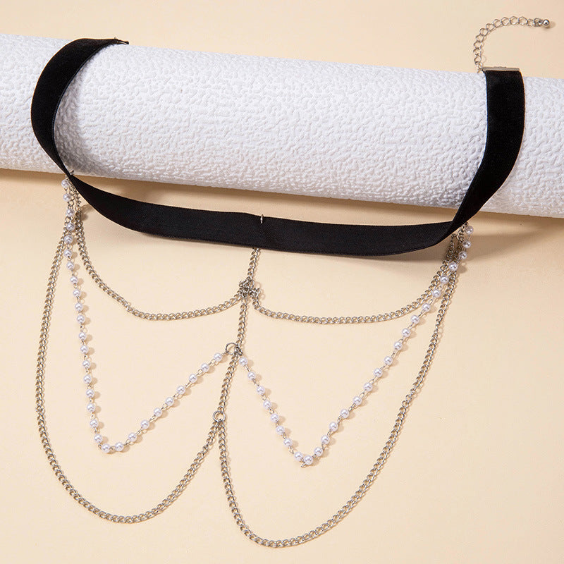 Vintage Women Multi-Layer Body Chains Elastic Lace Rope Leg Chain