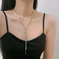 Layering Necklaces Blade Flat Snake Chain Choker Long Tassel