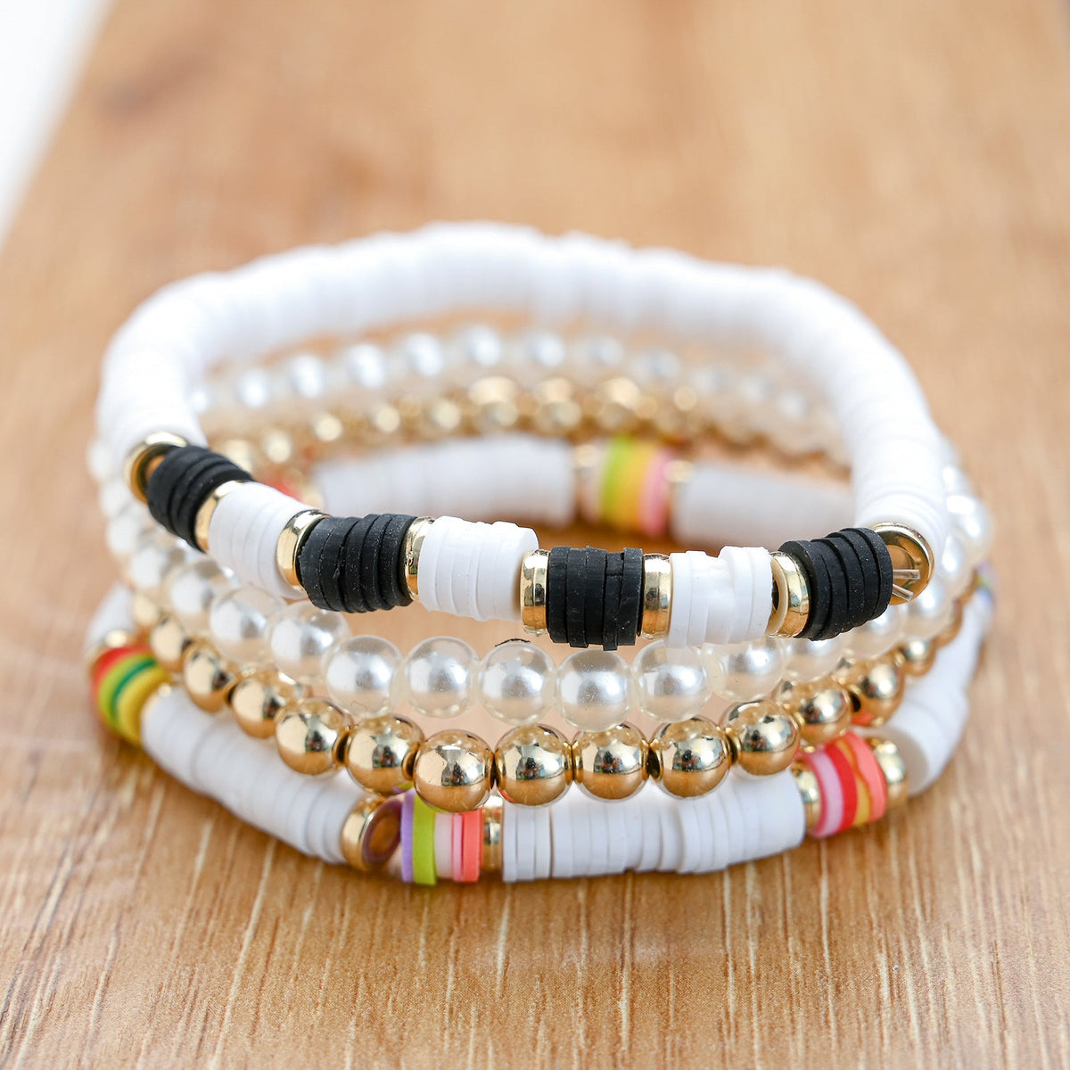 Bohemian Beaded Stretch Bracelets Colors Clay Beads