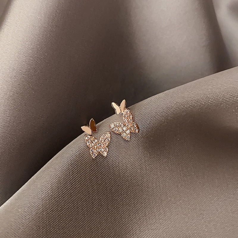 Double butterfly Rhinestone Stud Earring