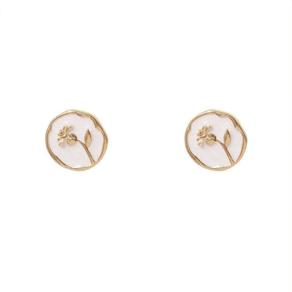Flower Round Stud Earrings