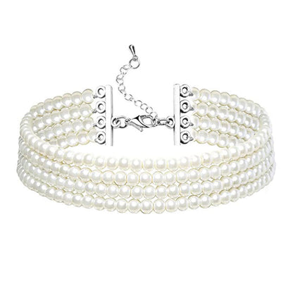 Multi Layered Pearl Neck Chain Necklace Sweater Chain Pearl Necklaces