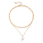 New Design Double Layer Chain Charm Pendant Pearl Necklace