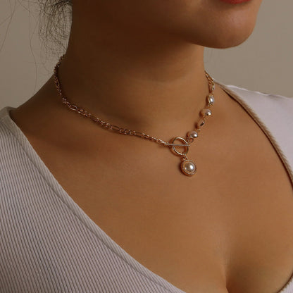 Punk OT Pearl Chain Necklace