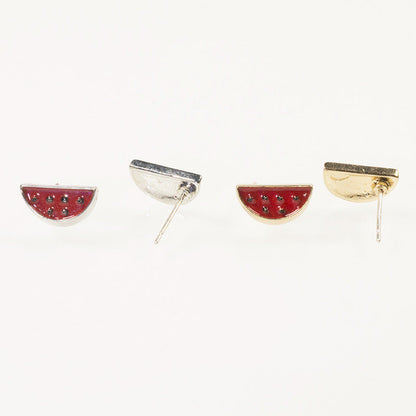 Red Enamel Fruit Watermelon Stud Earring