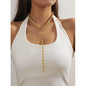 Vintage Round Bead Chain Beaded Necklace Simple Imitation Pearl Tassel