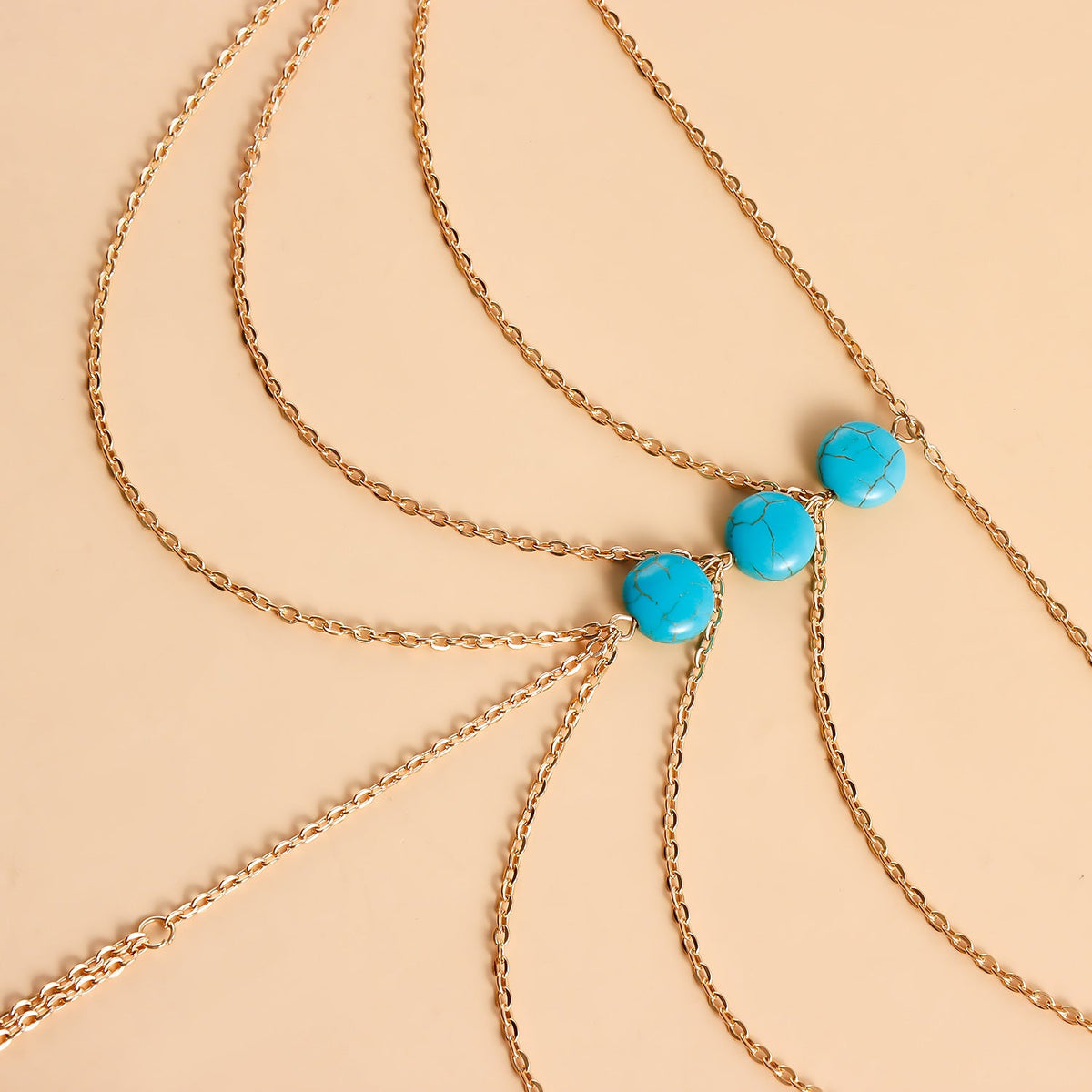 Retro Simple Layered Chain Turquoise Ankle Bracelet
