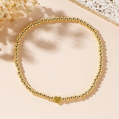 Metallic Beads Love Heart Anklets Jewelry