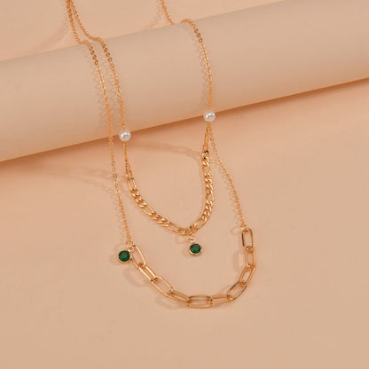 Multi Layer Necklace Crystal Stone Tassel Pendant