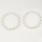 Round Pearl Bead Hoop Earrings