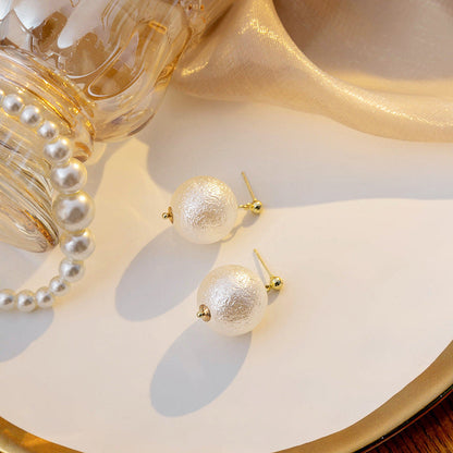 Vintage Elegant Big Pearl Pendant Earrings
