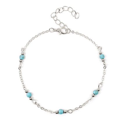Turquoise Bead Chain Anklet Jewelry