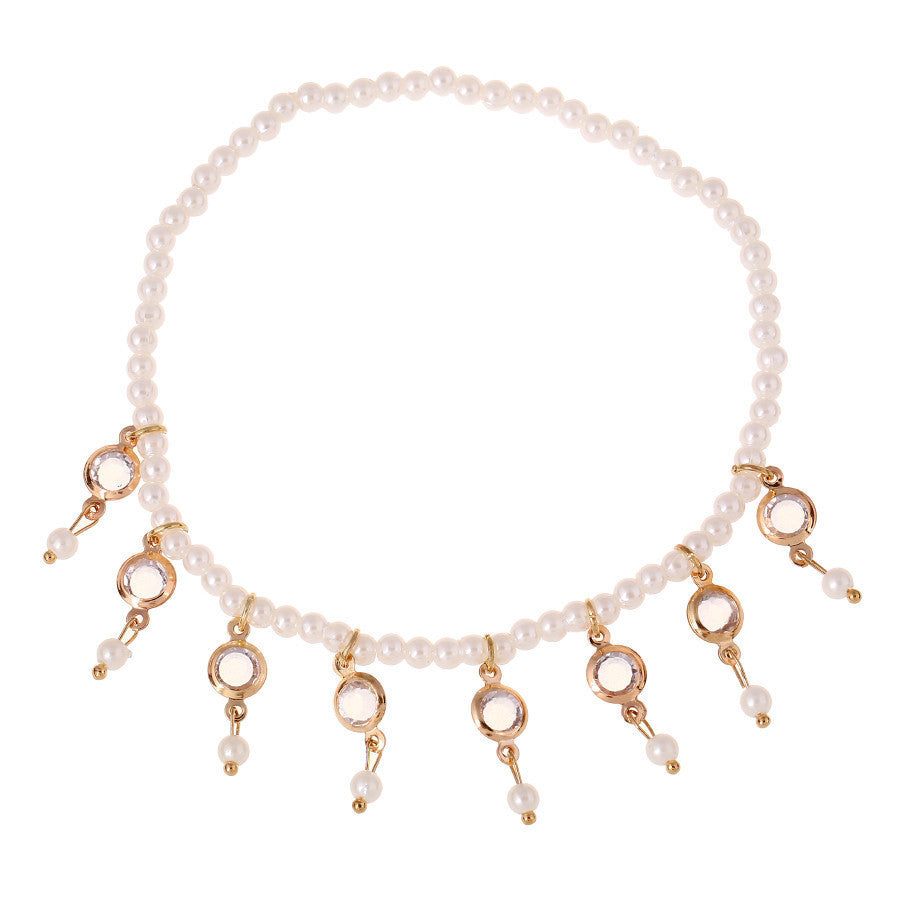 Summer Pearl Beaded Anklets Boho Crystal Tassel Ankle Bracelets