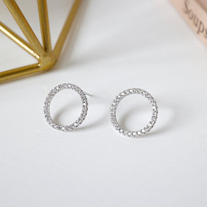 Round Full Rhinestone Stud Earrings