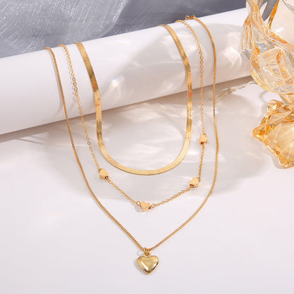 New Fashion Heart Triple Layers Pendant Necklace