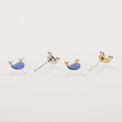Blue Whale Tail Bear Stud Ear Set