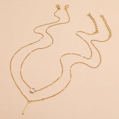 Double Drop Rhinestone Pendant Necklace