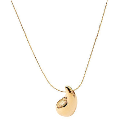 Women Paperclip Long Chain Necklace Teardrop Pendant