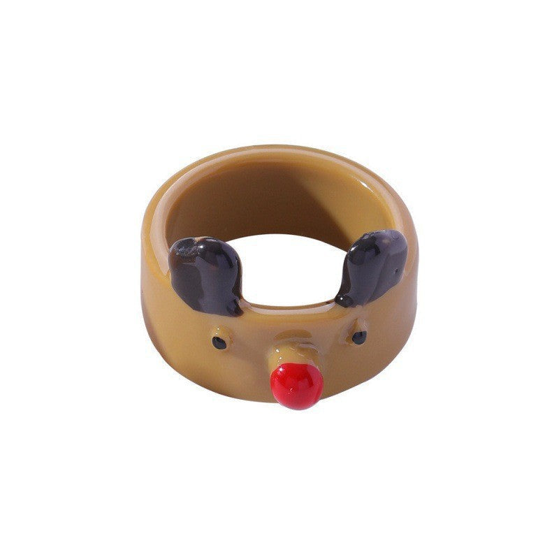 Resin Colorful Personality Animal Cartoon Cute Rings