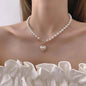 Pearl Beaded Choker Imitation Pearl Heart Necklace
