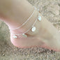 Summer Beach Anklets Jewelry Double-layer Pendant Round Disc Anklets Chain
