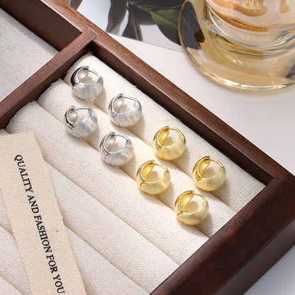 Women's Sier Brushed Matte Texture Ball Simple Earrings
